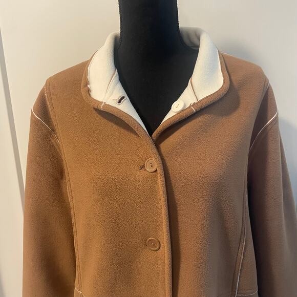 Susan Graver Weekend  Fleece  Sherpa Coat jacket Large button down pockets - Picture 3 of 14
